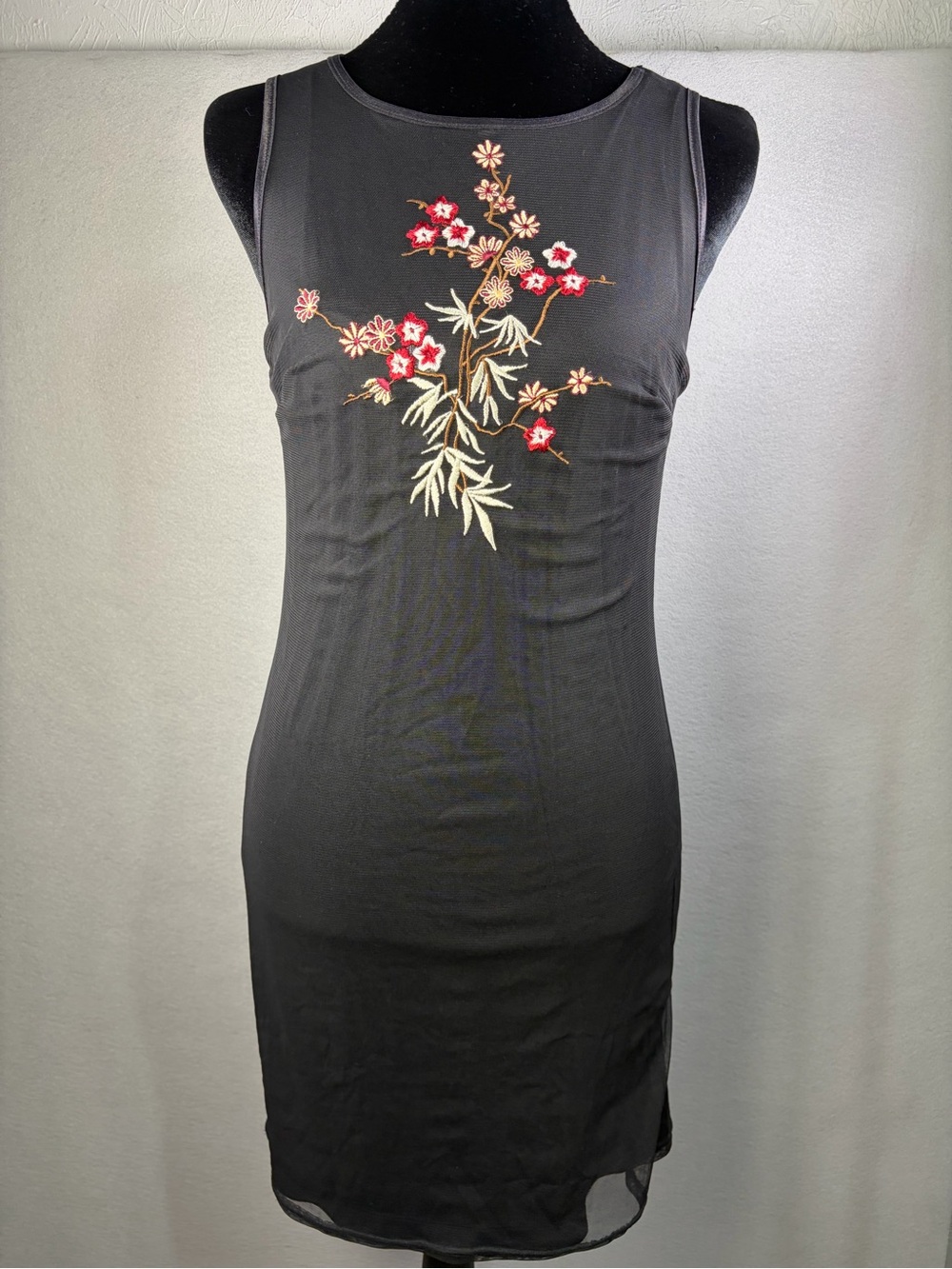 Rampage Vintage 90s Whimsigoth Floral Mesh Shift Dress Medium
